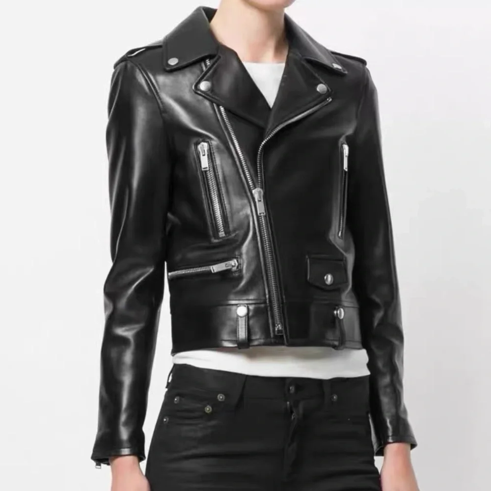 āsoldāAuthentic Saint Laurent Black Leather Moto Jacket - Picture 8 of 8